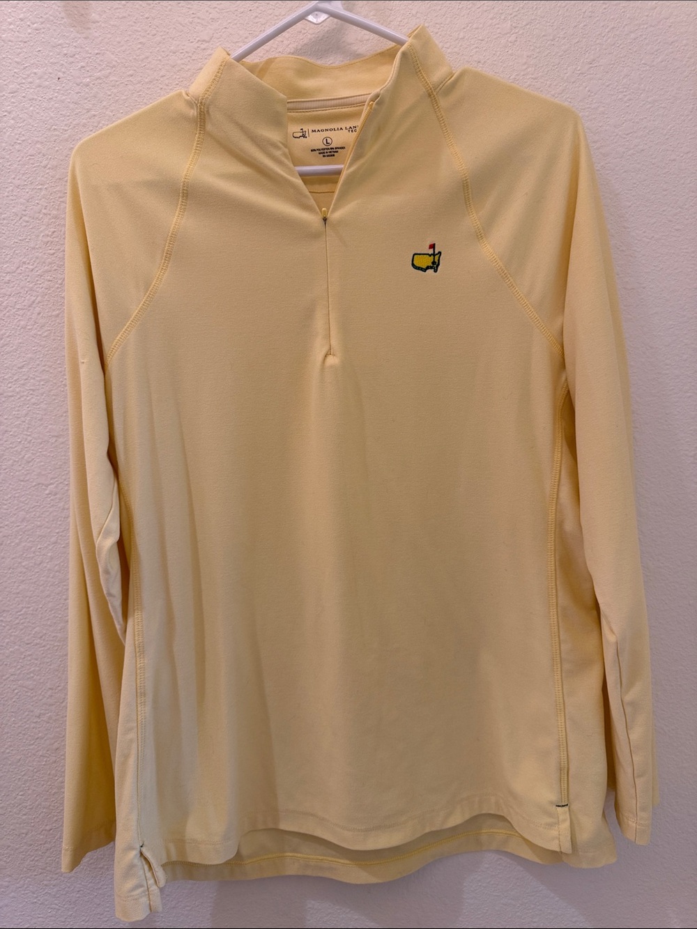 2025 Women’s Masters Light Yellow Long-Sleeve Quarter-Zip Sweater